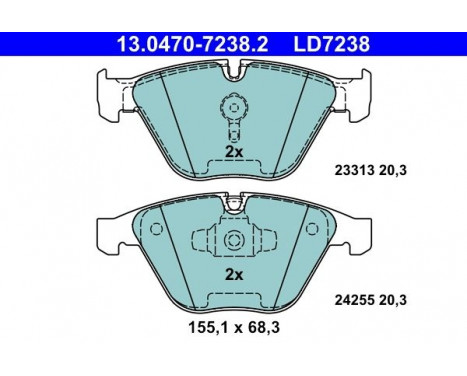 Brake Pad Set, disc brake ATE Ceramic 13.0470-7238.2, Image 3