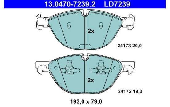 Brake Pad Set, disc brake ATE Ceramic 13.0470-7239.2, Image 3