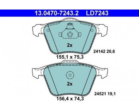 Brake Pad Set, disc brake ATE Ceramic 13.0470-7243.2, Image 3