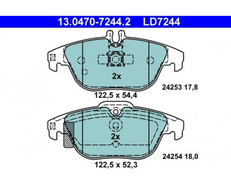 Brake Pad Set, disc brake ATE Ceramic 13.0470-7244.2, Image 3