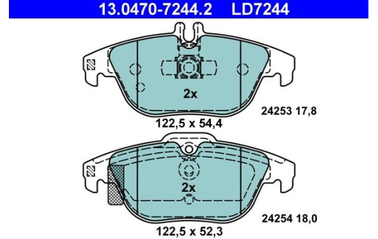 Brake Pad Set, disc brake ATE Ceramic 13.0470-7244.2, Image 3