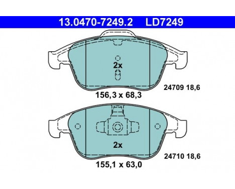 Brake Pad Set, disc brake ATE Ceramic 13.0470-7249.2, Image 3