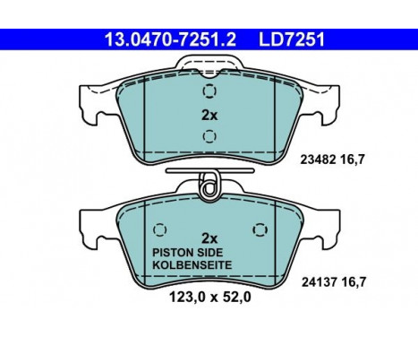 Brake Pad Set, disc brake ATE Ceramic 13.0470-7251.2, Image 3