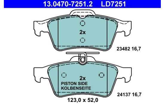 Brake Pad Set, disc brake ATE Ceramic 13.0470-7251.2, Image 3