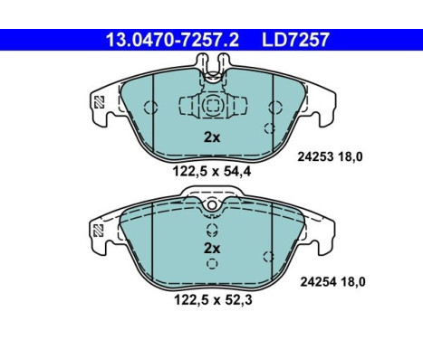 Brake Pad Set, disc brake ATE Ceramic 13.0470-7257.2, Image 3