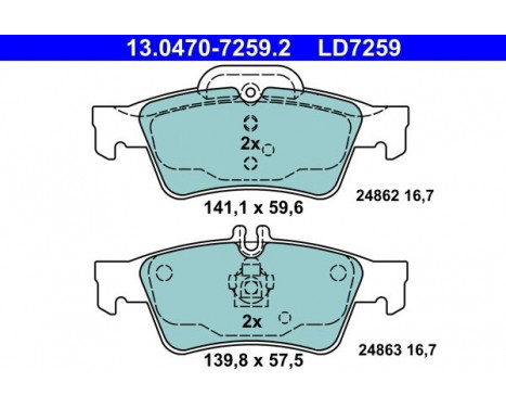 Brake Pad Set, disc brake ATE Ceramic 13.0470-7259.2, Image 3