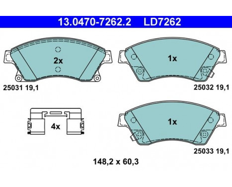 Brake Pad Set, disc brake ATE Ceramic 13.0470-7262.2, Image 3