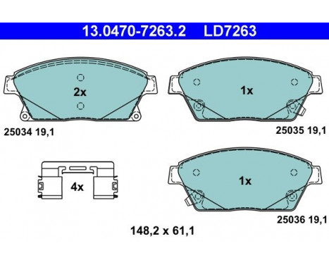 Brake Pad Set, disc brake ATE Ceramic 13.0470-7263.2, Image 3