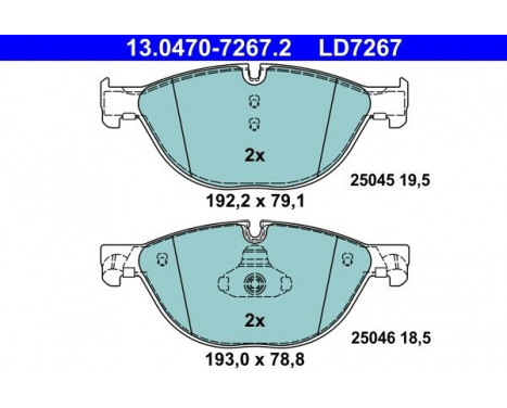 Brake Pad Set, disc brake ATE Ceramic 13.0470-7267.2