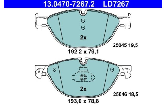Brake Pad Set, disc brake ATE Ceramic 13.0470-7267.2