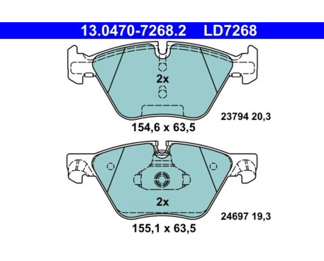 Brake Pad Set, disc brake ATE Ceramic 13.0470-7268.2, Image 3