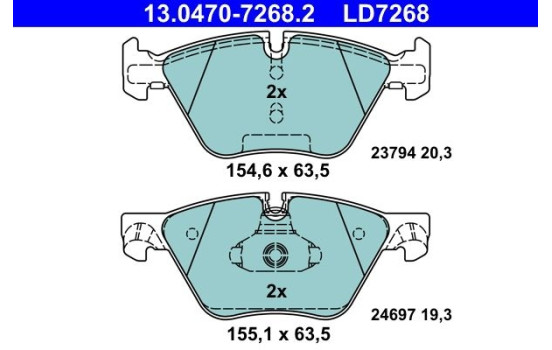 Brake Pad Set, disc brake ATE Ceramic 13.0470-7268.2, Image 3