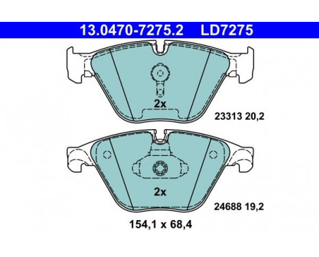 Brake Pad Set, disc brake ATE Ceramic 13.0470-7275.2, Image 2