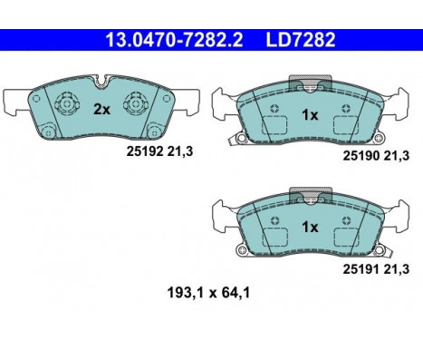 Brake Pad Set, disc brake ATE Ceramic 13.0470-7282.2, Image 3