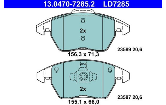 Brake Pad Set, disc brake ATE Ceramic 13.0470-7285.2, Image 2