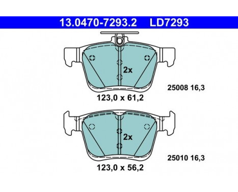 Brake Pad Set, disc brake ATE Ceramic 13.0470-7293.2, Image 2