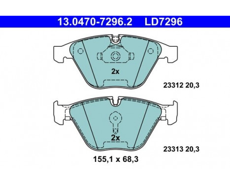 Brake Pad Set, disc brake ATE Ceramic 13.0470-7296.2