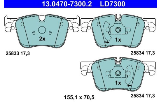 Brake Pad Set, disc brake ATE Ceramic 13.0470-7300.2