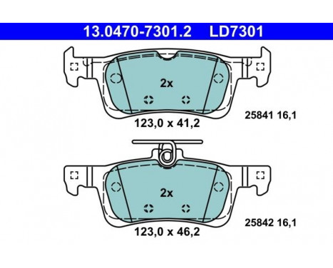 Brake Pad Set, disc brake ATE Ceramic 13.0470-7301.2, Image 2