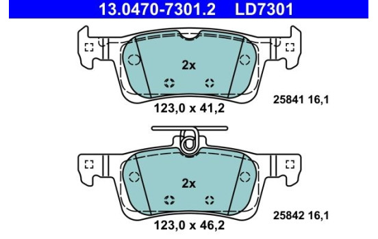 Brake Pad Set, disc brake ATE Ceramic 13.0470-7301.2, Image 2