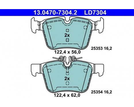 Brake Pad Set, disc brake ATE Ceramic 13.0470-7304.2, Image 2