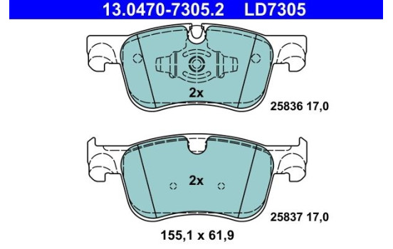 Brake Pad Set, disc brake ATE Ceramic 13.0470-7305.2