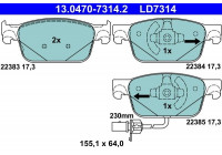 Brake Pad Set, disc brake ATE Ceramic 13.0470-7314.2