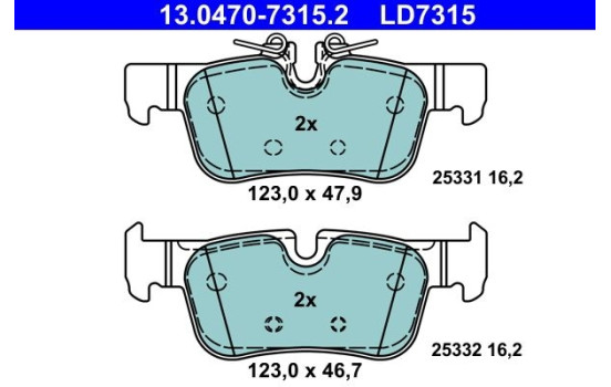 Brake Pad Set, disc brake ATE Ceramic 13.0470-7315.2