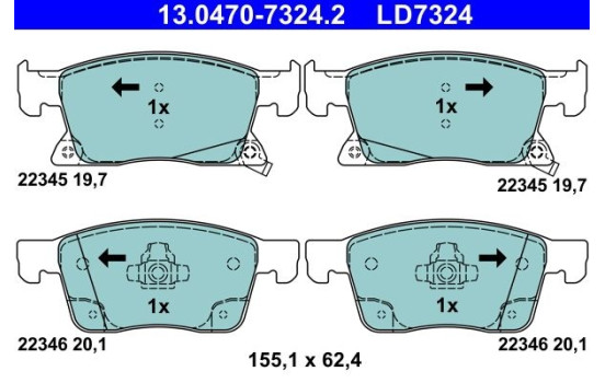 Brake Pad Set, disc brake ATE Ceramic 13.0470-7324.2, Image 2