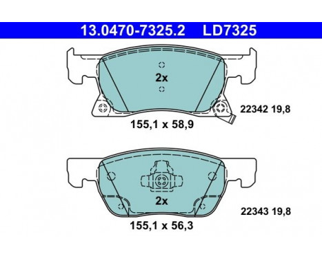 Brake Pad Set, disc brake ATE Ceramic 13.0470-7325.2