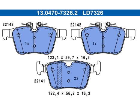 Brake Pad Set, disc brake ATE Ceramic 13.0470-7326.2, Image 2