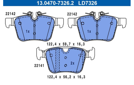 Brake Pad Set, disc brake ATE Ceramic 13.0470-7326.2, Image 2