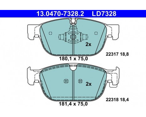 Brake Pad Set, disc brake ATE Ceramic 13.0470-7328.2