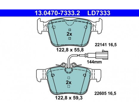 Brake Pad Set, disc brake ATE Ceramic 13.0470-7333.2, Image 2