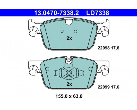 Brake Pad Set, disc brake ATE Ceramic 13.0470-7338.2