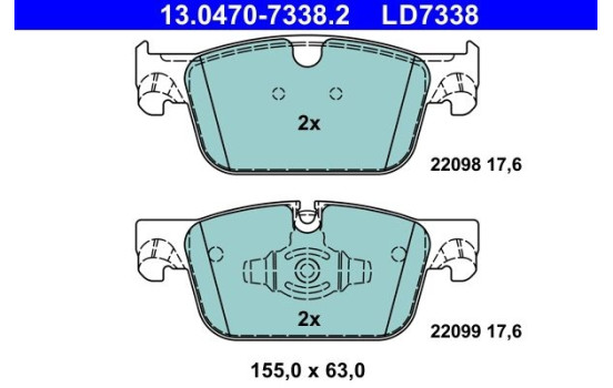Brake Pad Set, disc brake ATE Ceramic 13.0470-7338.2