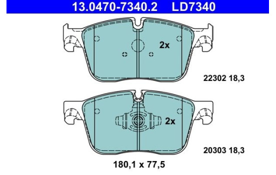 Brake Pad Set, disc brake ATE Ceramic 13.0470-7340.2