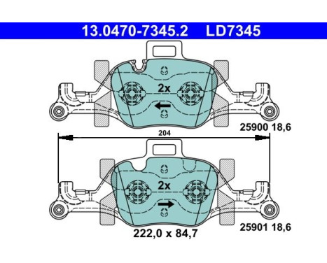 Brake Pad Set, disc brake ATE Ceramic 13.0470-7345.2