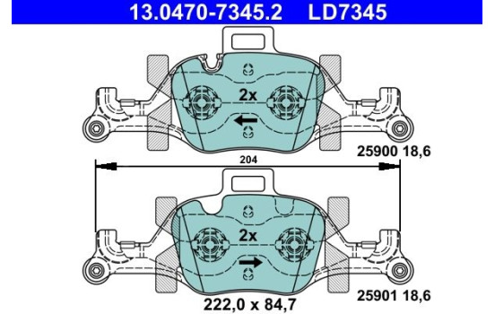 Brake Pad Set, disc brake ATE Ceramic 13.0470-7345.2