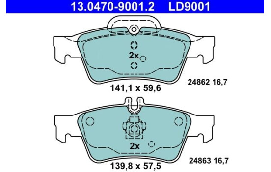 Brake Pad Set, disc brake ATE Ceramic 13.0470-9001.2, Image 2