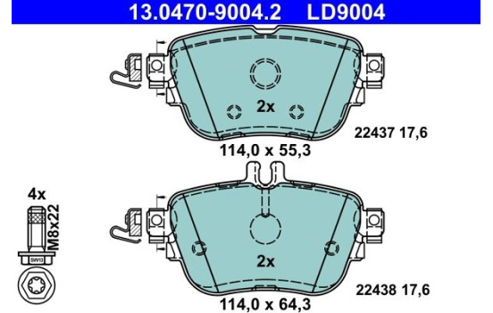 Brake Pad Set, disc brake ATE Ceramic 13.0470-9004.2