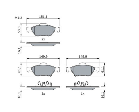 Brake Pad Set, disc brake BP1011 Bosch, Image 5