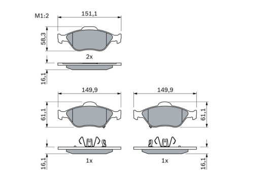 Brake Pad Set, disc brake BP1011 Bosch, Image 3