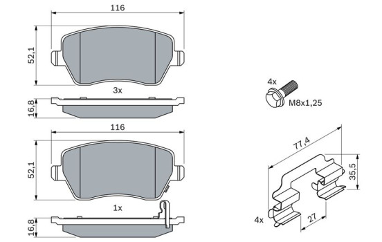 Brake Pad Set, disc brake BP1071 Bosch, Image 3