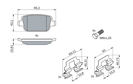 Brake Pad Set, disc brake BP1150 Bosch, Image 3