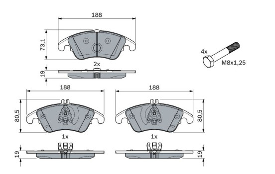Brake Pad Set, disc brake BP1175 Bosch, Image 3