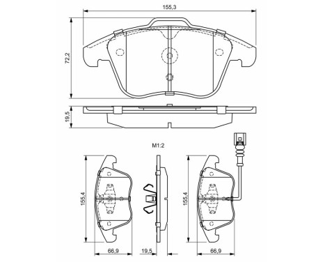 Brake Pad Set, disc brake BP1280 Bosch, Image 6