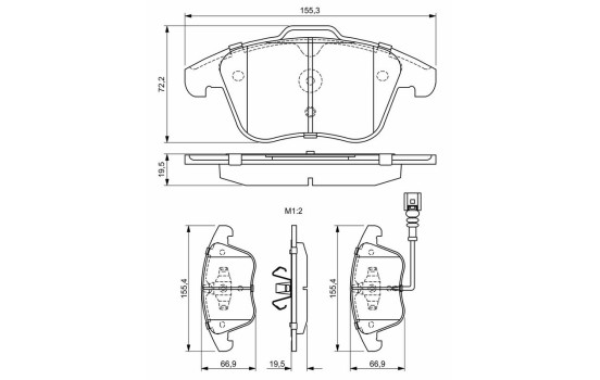 Brake Pad Set, disc brake BP1280 Bosch, Image 6