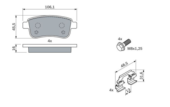 Brake Pad Set, disc brake BP1292 Bosch, Image 3