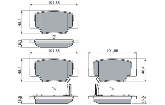 Brake Pad Set, disc brake BP1328 Bosch, Image 2